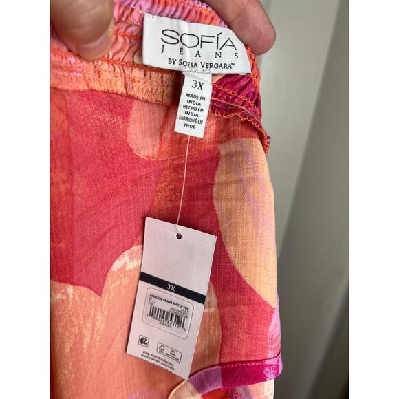 Sofia Vergara Women's Sleeveless Ruffle Smock Blouse Pink/Peach NEW ~ Size 3X - Picture 5 of 5